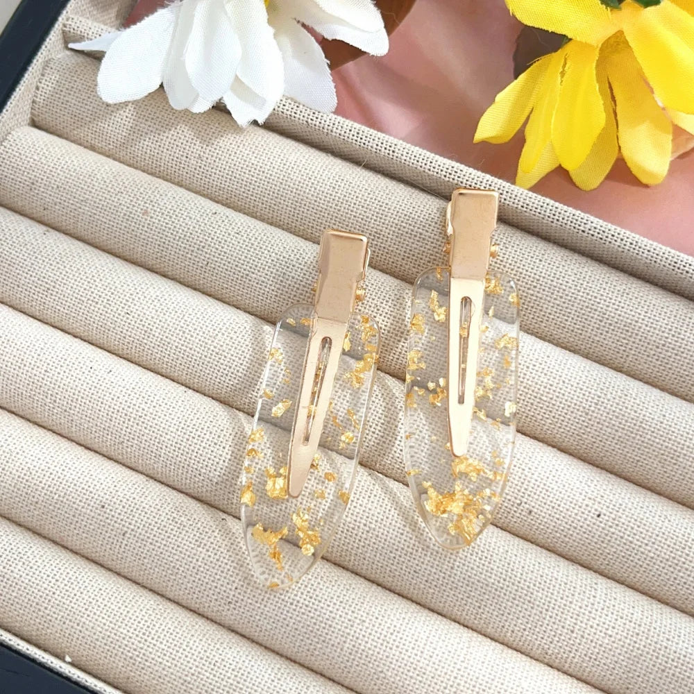 2pcs/set No Bend Hair Clips for Women Girls Acrylic Hair Styling No Crease Curl Small Pin Bang Seamless Barrettes Accessories