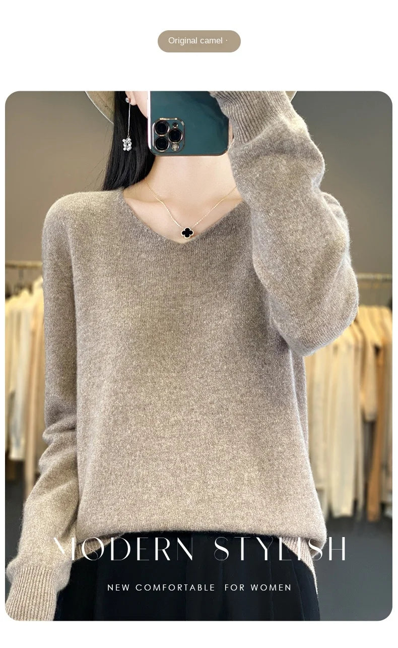 New Women's V-neck First-line Ready-To-Wear Sweater Long Sleeve
