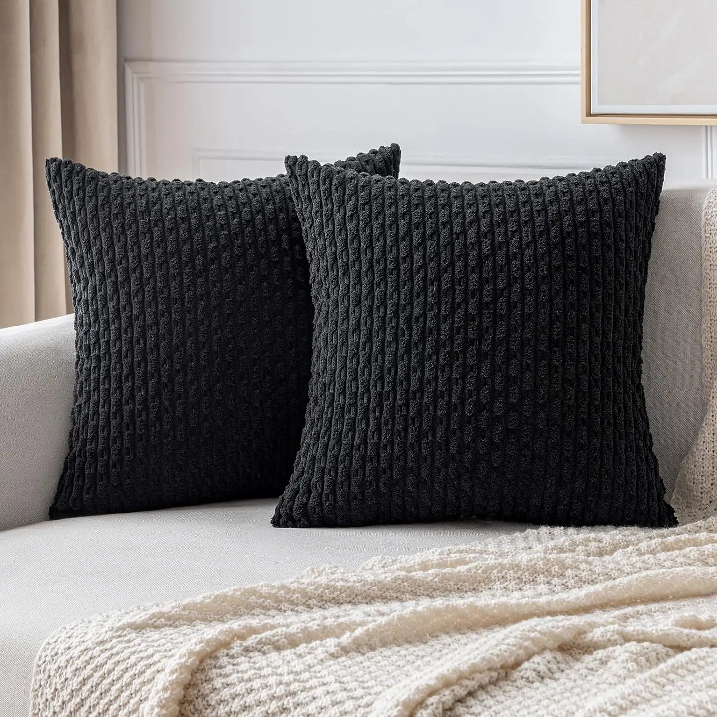 Fall Decorative Throw Pillow Covers Soft Corduroy Boho Striped Pillow Covers Pillowcases Farmhouse Home Decor for Couch Bed Sofa
