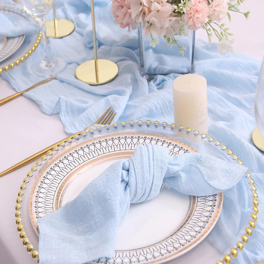 10pcs 30x30cm Cotton Cloth Napkins Gauze Fabric Pink for Wedding Party Birthday Dinner Tea Towel Table Village Christmas Napkin