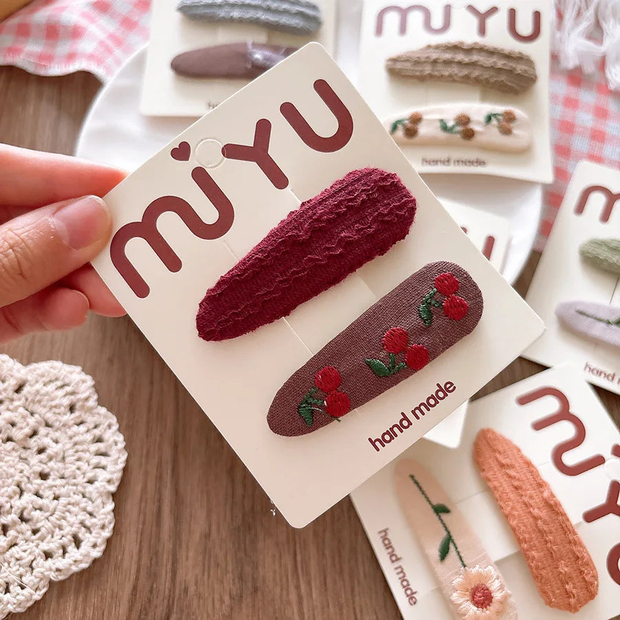 Cute Embroidered Flower Hairpins Women