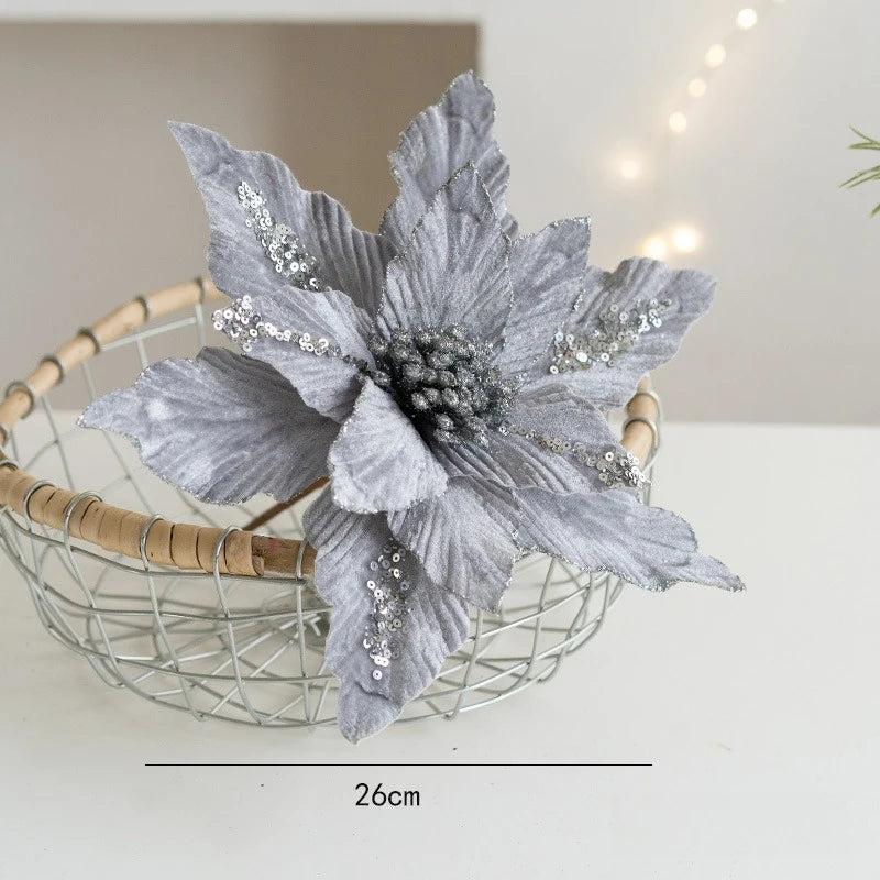 A Variety of High-end Velvet Fabric Hand-coated with Powder To Simulate Christmas Flowers and Christmas Decorations   Xmas Tree