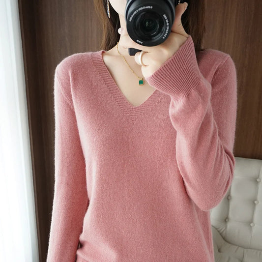 New Cashmere Women's V-neck Pullover