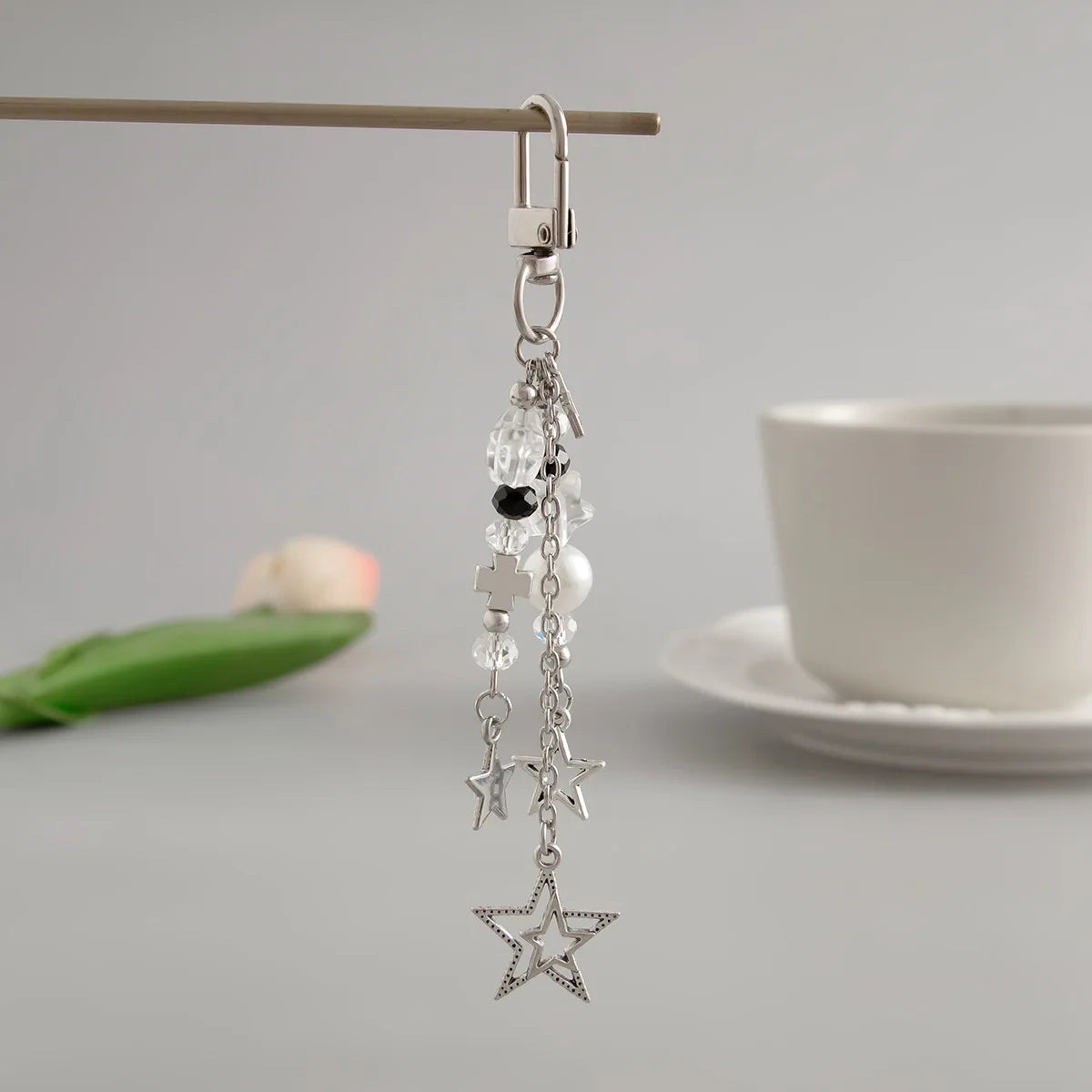 Y2K Fashion Flower Star Love Bow Strawberry Pendant Acrylic Keychain