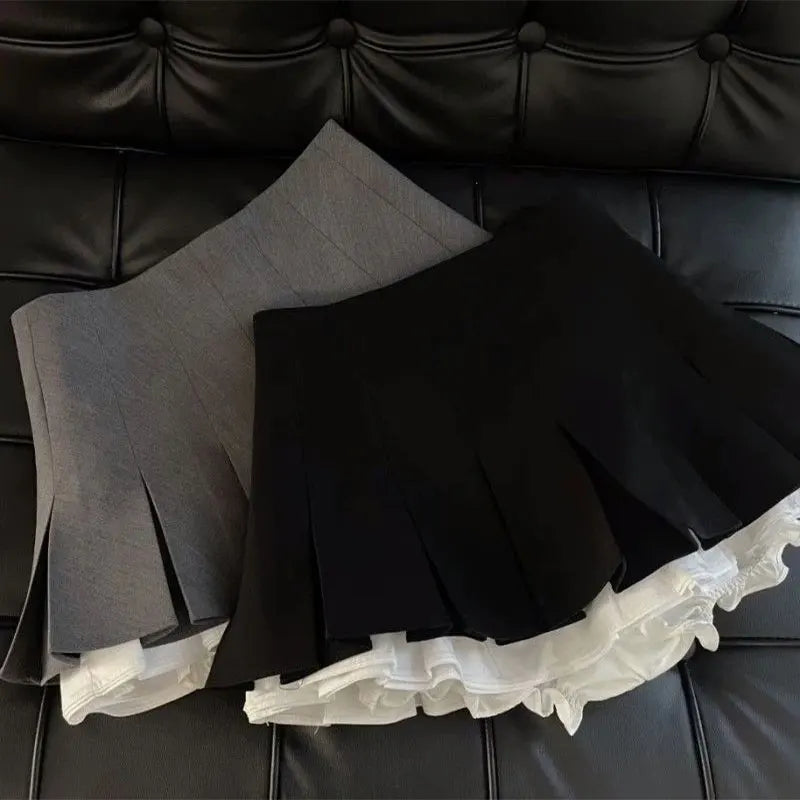 Ruffles Black Mini Skirt Women