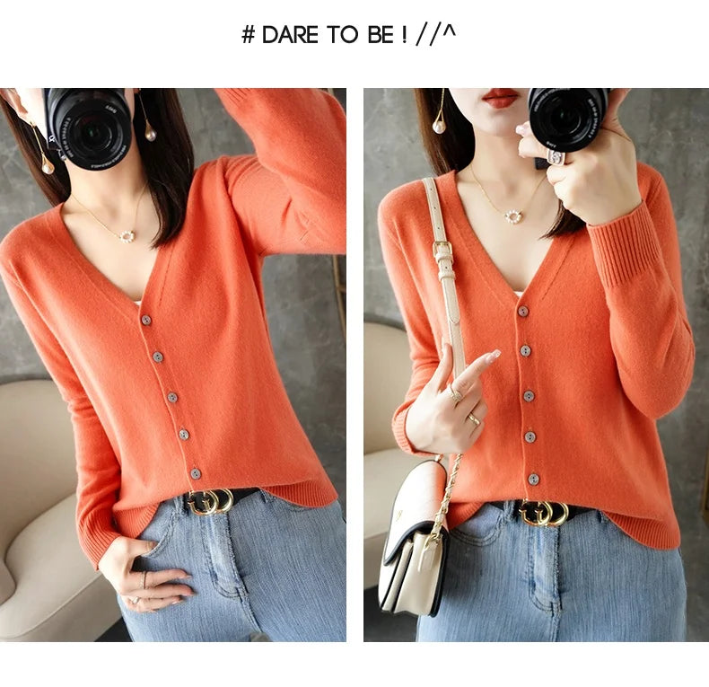 V-Neck Temperament Small Fragrant Wind Loose Sweater Sweater
