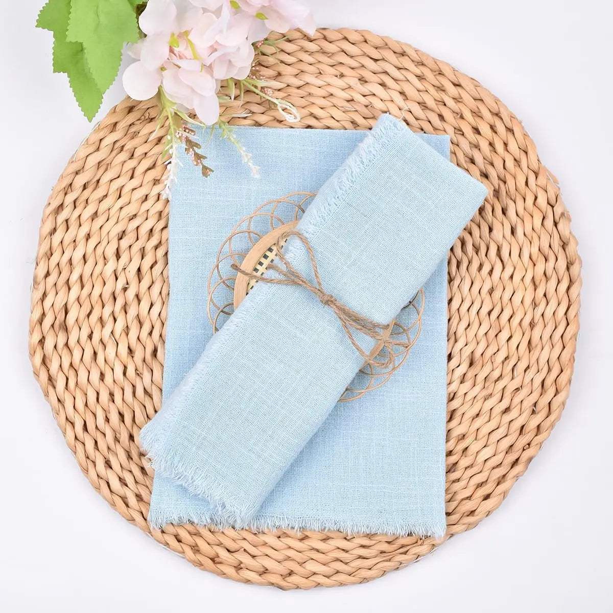 6Pcs 32x32cm Handmade Cotton Cloth Napkins, 100% Cotton