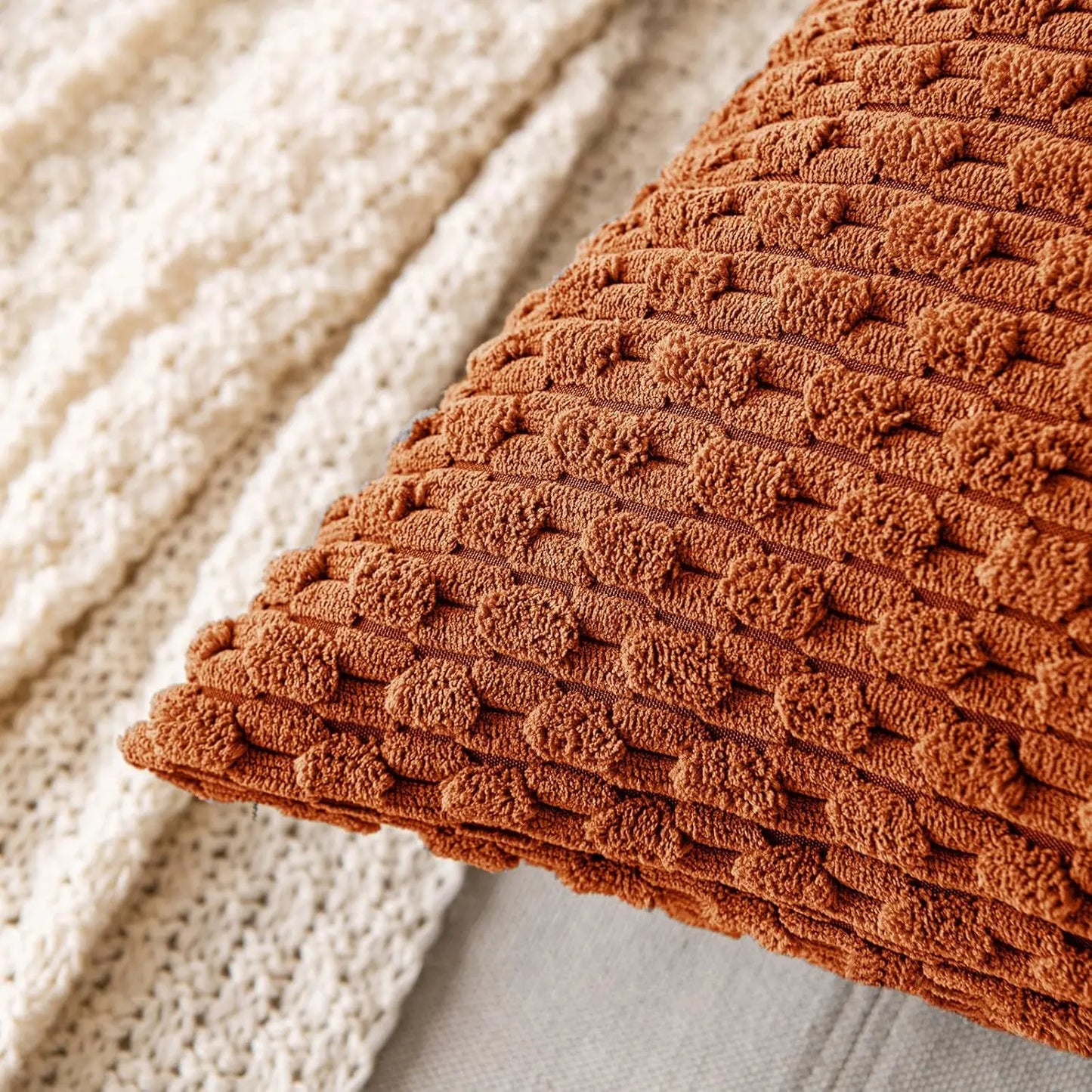 Fall Decorative Throw Pillow Covers Soft Corduroy Boho Striped Pillow Covers Pillowcases Farmhouse Home Decor for Couch Bed Sofa