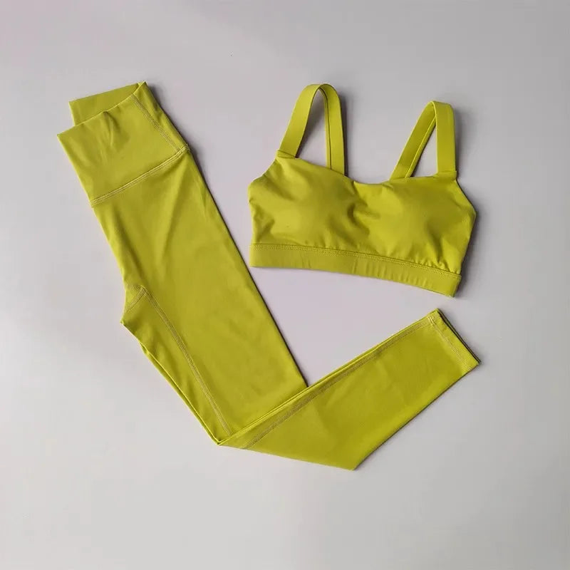 Seamless Yoga Suit Women Sports Bra High Waist Leggings Shorts Outfit