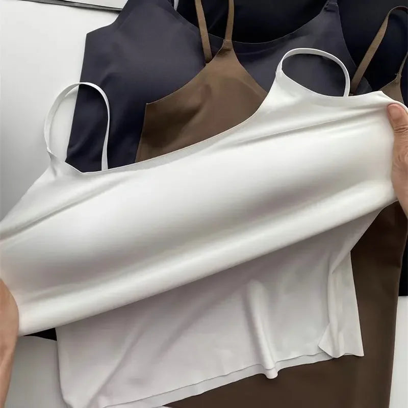 Women Summer Vest Tops Sleeveless Cotton Bustier with Pads