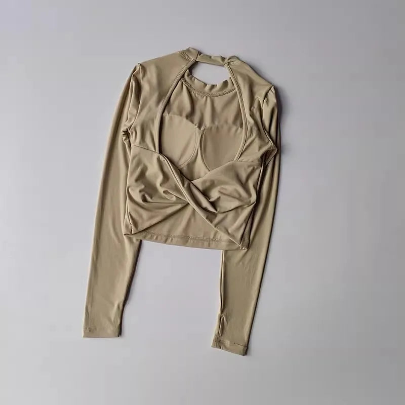 Sexy Short Backless Fixed Chest Pad Sports T-shirt