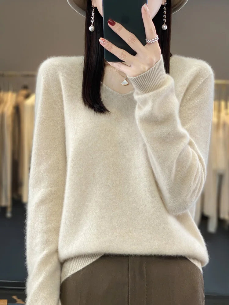 Fashion100% Merino Wool Sweater Cashmere  Pullover