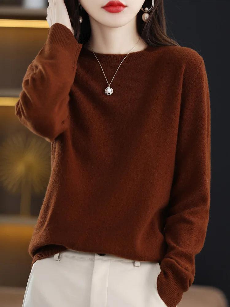 Fashion 100% Merino Wool Sweater Elegant Cashmere P