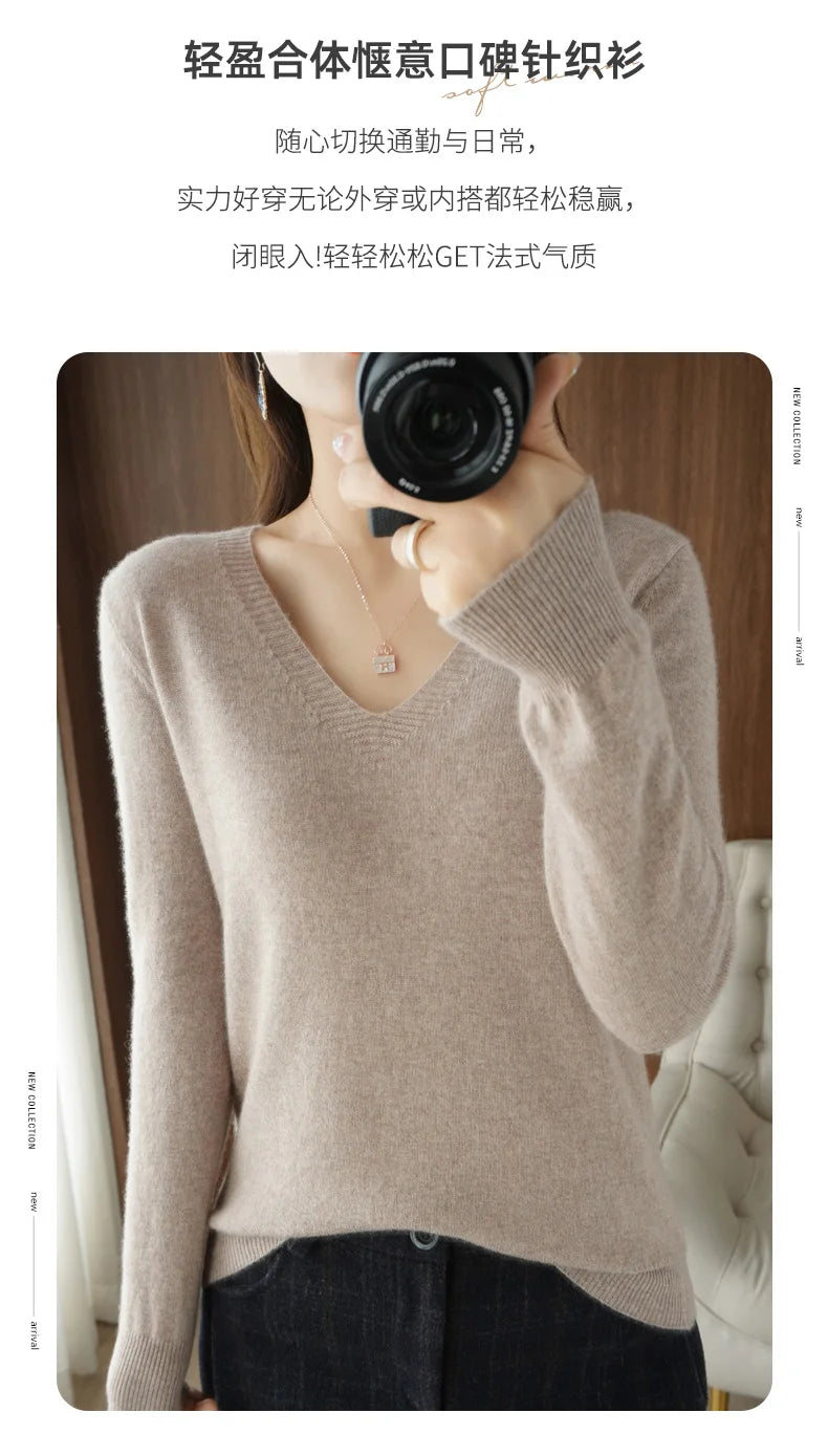 New Cashmere Women's V-neck Pullover