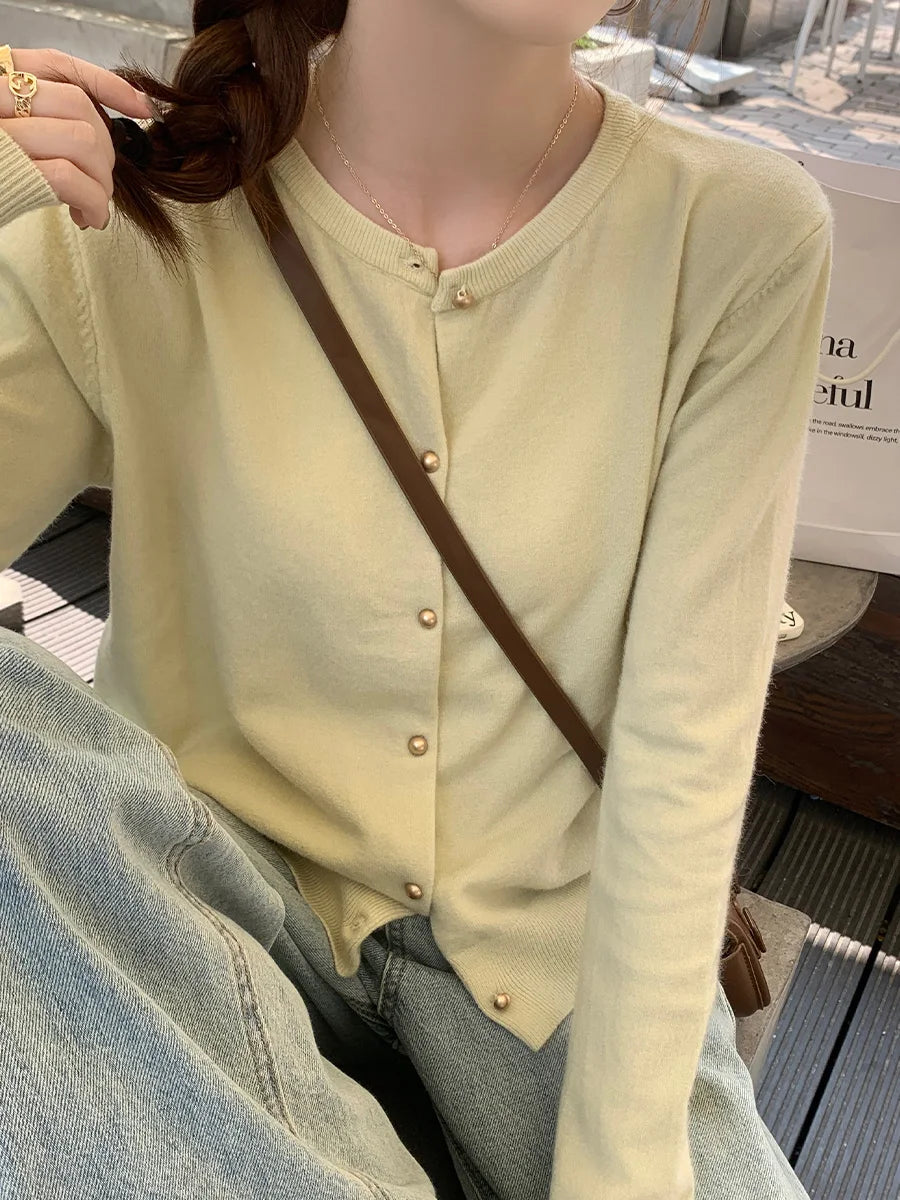 Solid Color Knitted for Women Cardigan
