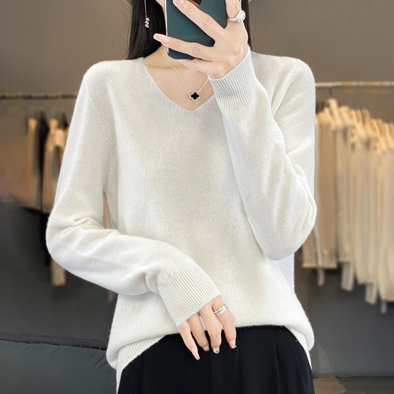 New Women's V-neck First-line Ready-To-Wear Sweater Long Sleeve