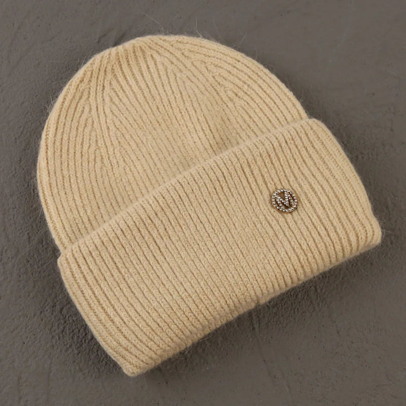 Winter Angola Rabbit Fur Knitted Beanies
