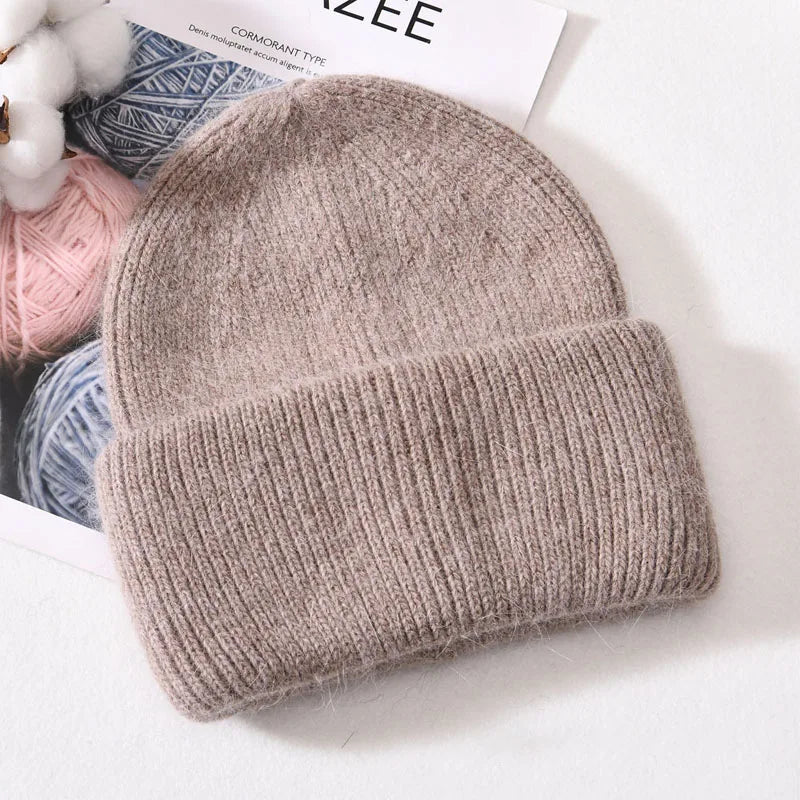 Winter Angola Rabbit Fur Knitted Beanies