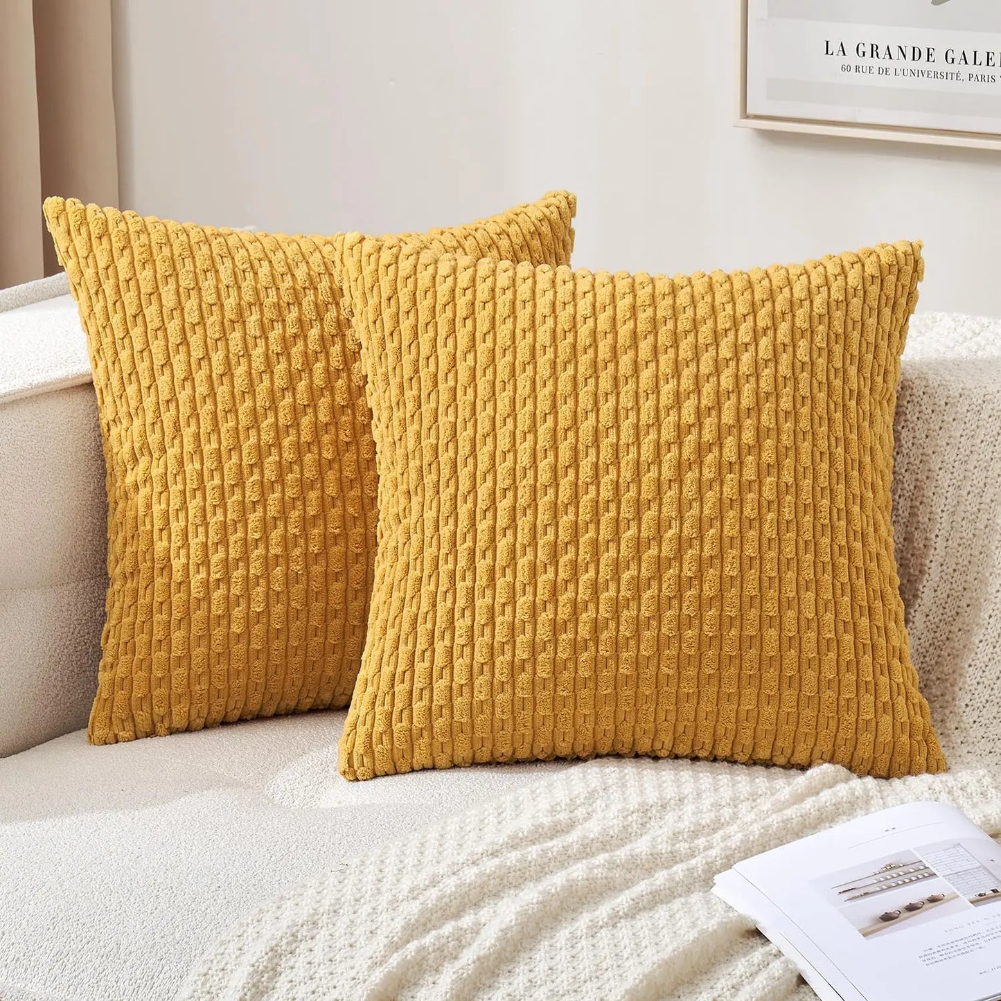 Fall Decorative Throw Pillow Covers Soft Corduroy Boho Striped Pillow Covers Pillowcases Farmhouse Home Decor for Couch Bed Sofa