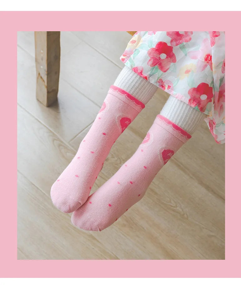 Baby Girls Cotton Socks 5 Pairs Pink Sweet Love Pattern