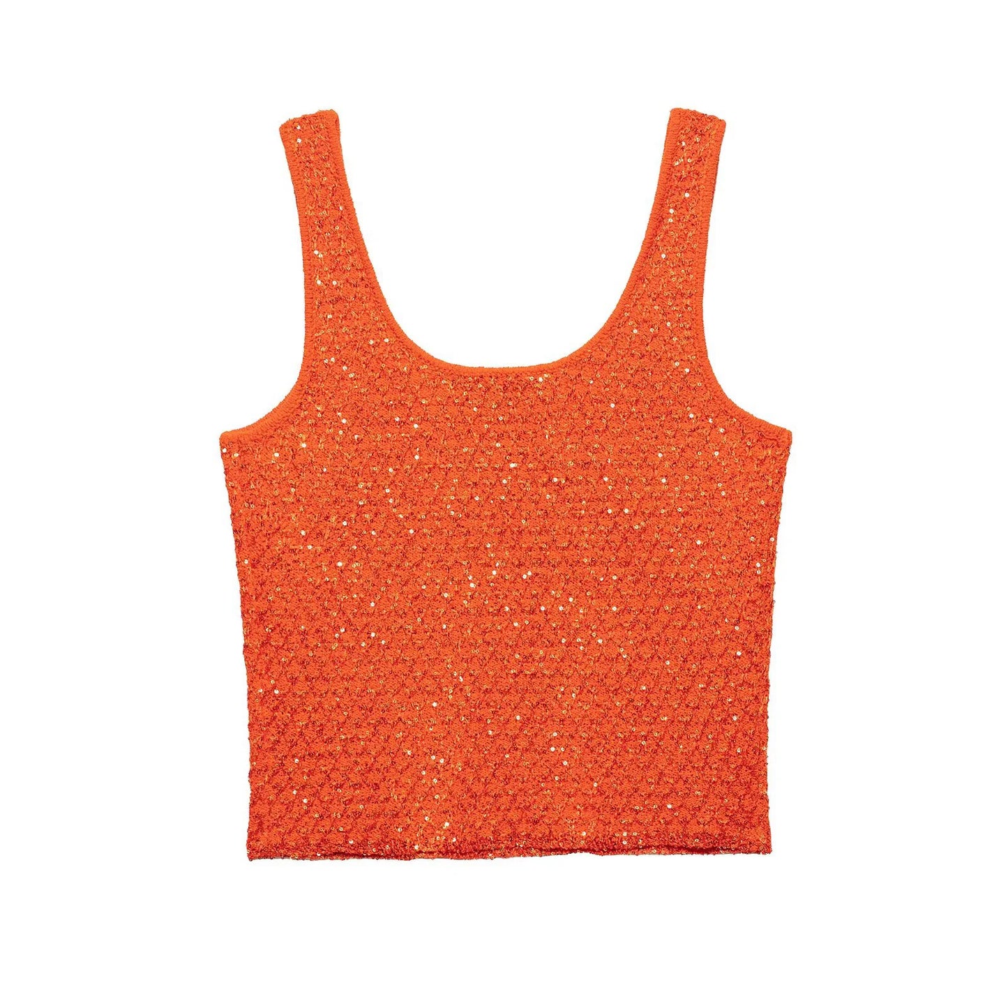 Simple Bead Decoration Round Neck Short Sleeve Knitted Top