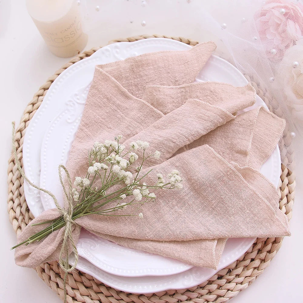 10pcs 30x30cm Cotton Cloth Napkins Gauze Fabric Pink for Wedding Party Birthday Dinner Tea Towel Table Village Christmas Napkin