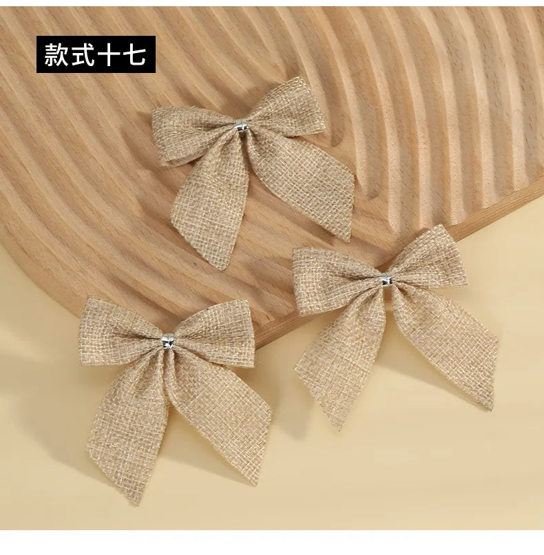 24/5pcs Christmas Bows Christmas Ornaments Gold Red Bows Christmas Tree Ornaments 2025 New Year Decorations Mini Bows Gift Wrap