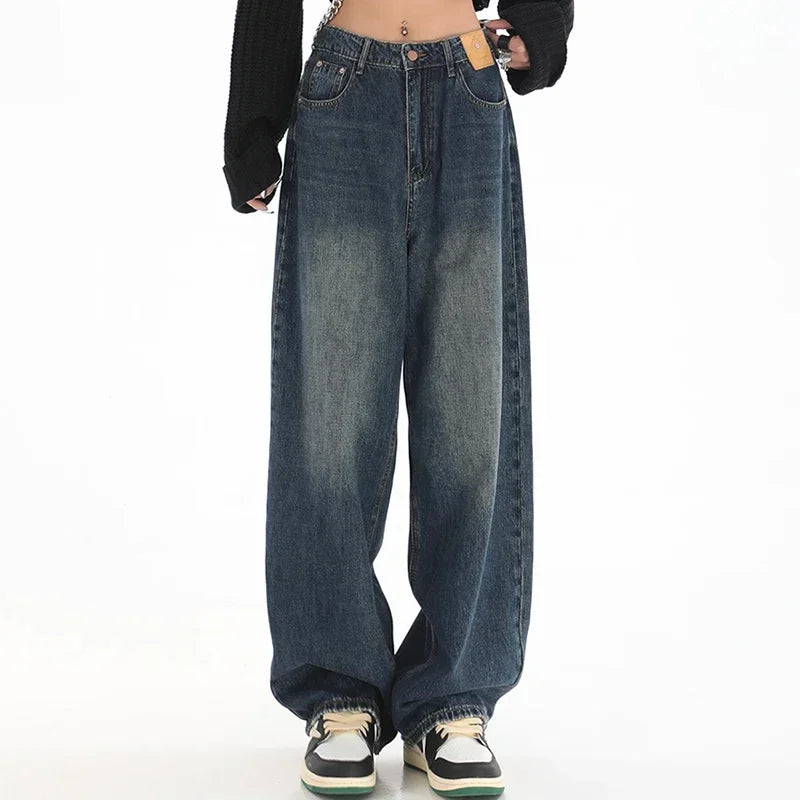 Woman High Waist Slim Fit Wide Leg Jeans