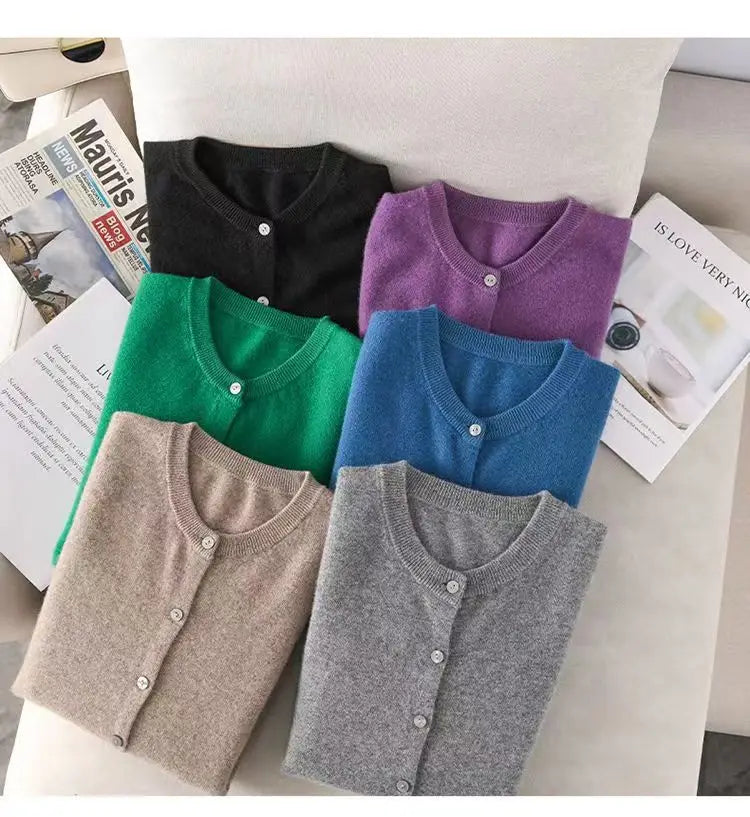 women's Cashmere Sweater O-Collar Long sleeve