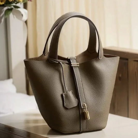 Large Capacity PU Handbag Basket Bucket Bag