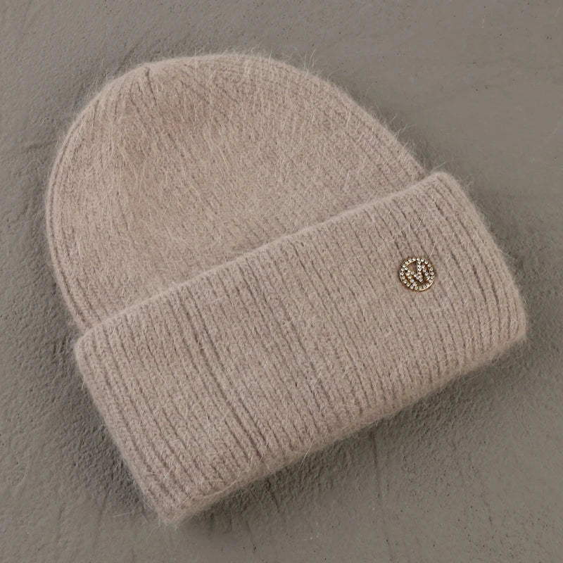 Winter Angola Rabbit Fur Knitted Beanies