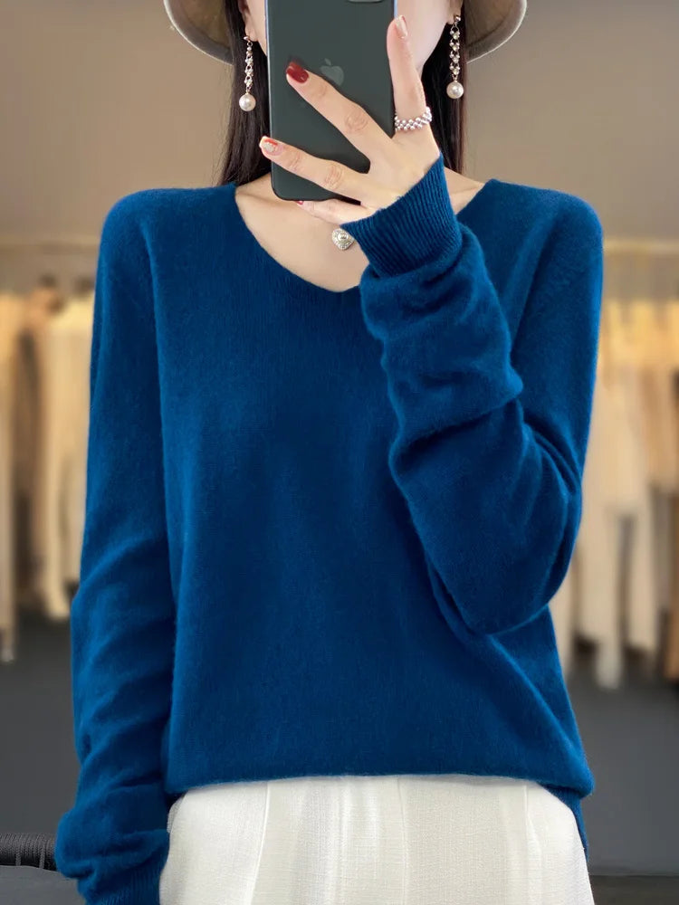 Fashion100% Merino Wool Sweater Cashmere  Pullover