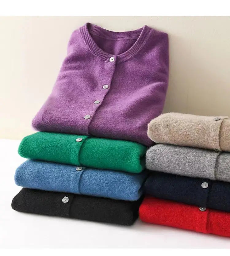 women's Cashmere Sweater O-Collar Long sleeve