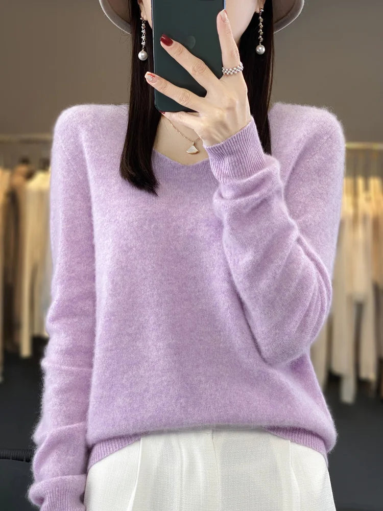 Fashion100% Merino Wool Sweater Cashmere  Pullover