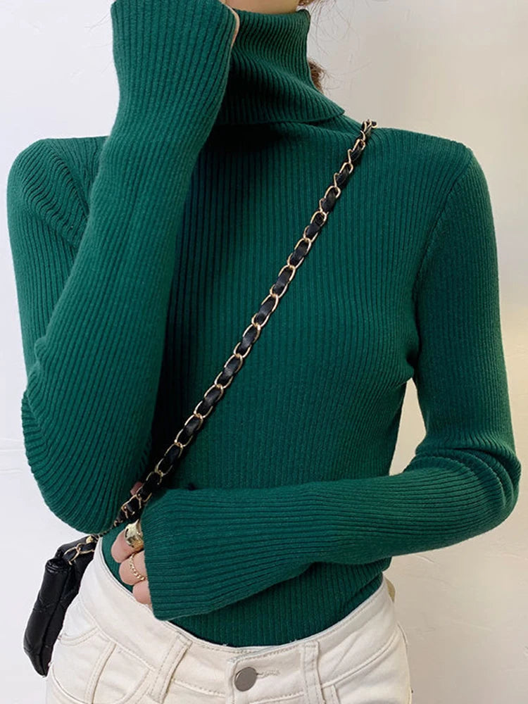 Heliar Women Fall Turtleneck Sweater Knitted Soft Pullovers Cashmere