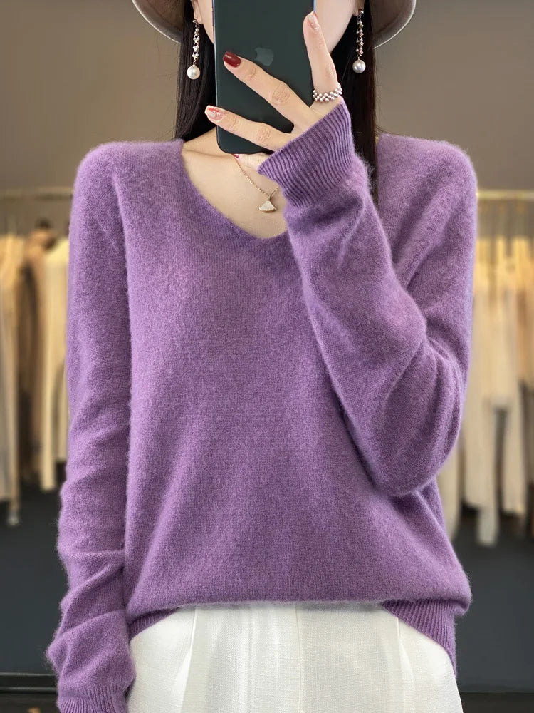 Fashion100% Merino Wool Sweater Cashmere  Pullover