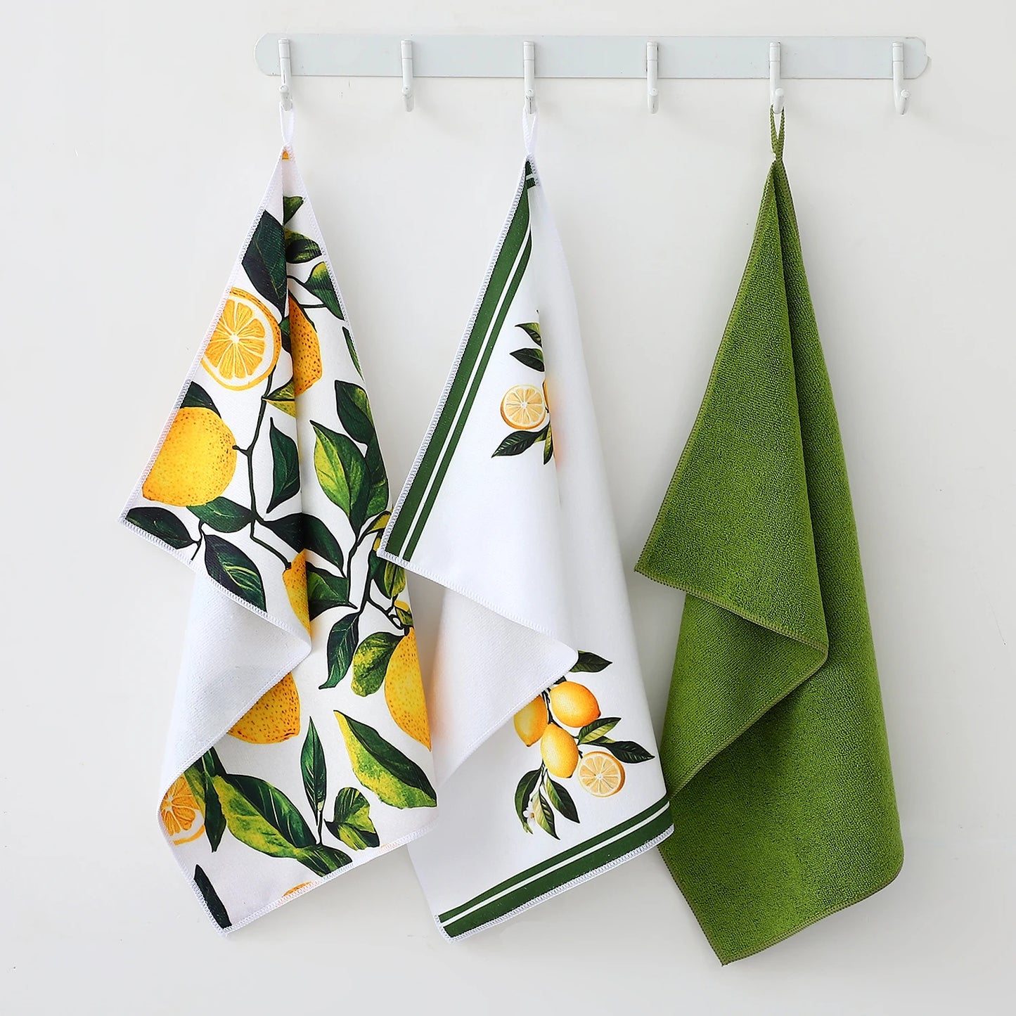Lemon Print Kitchen Dish Towel Absorbent Kitchen Towels Quick Drying Dish Cloth for Spring Summer Kitchen Cooking Cleaning Decor