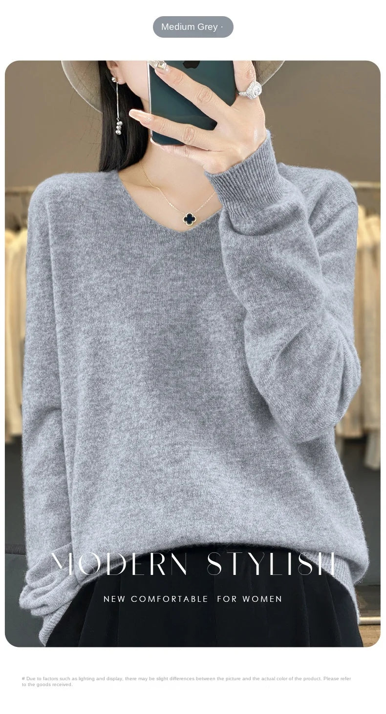 New Women's V-neck First-line Ready-To-Wear Sweater Long Sleeve