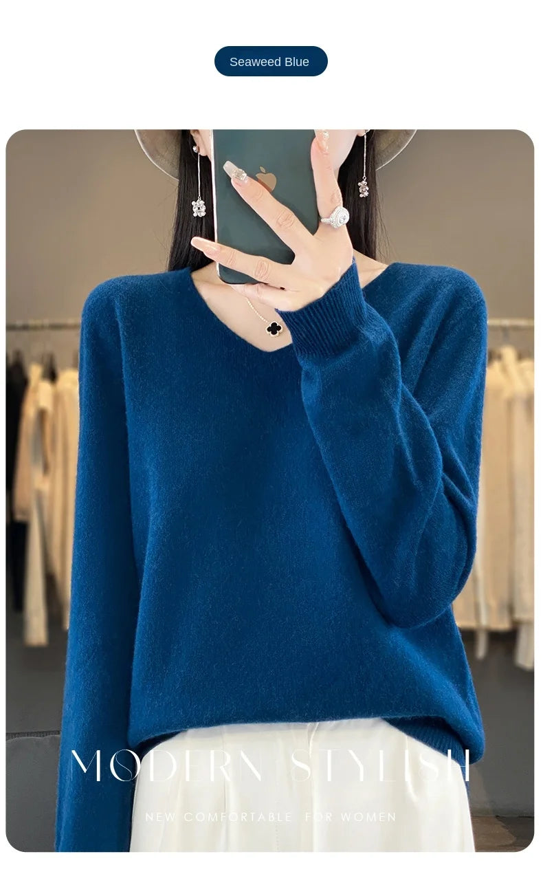 New Women's V-neck First-line Ready-To-Wear Sweater Long Sleeve