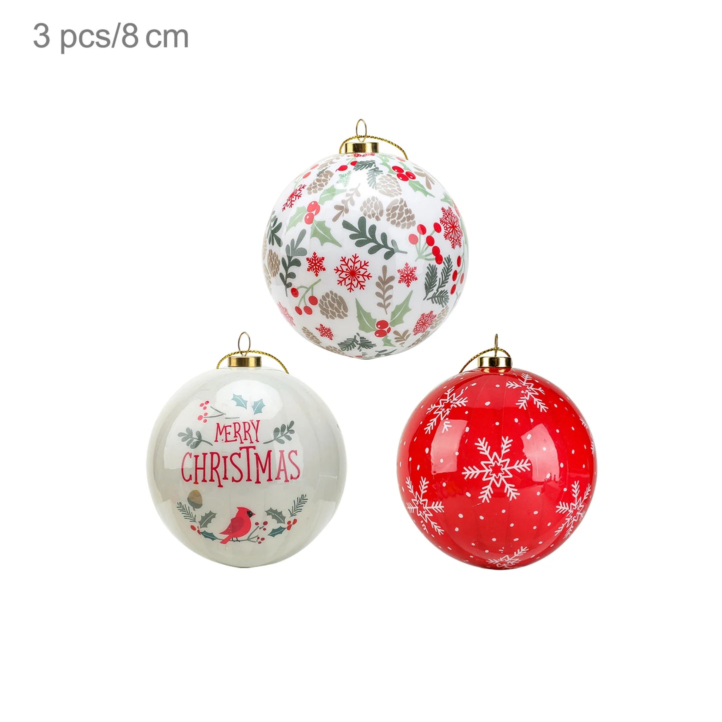 3pcs 8cm Christmas Balls Original Gifts Christmas Decoration 2024 Christmas Tree Decorations Gift Decoration Pendants Baubles