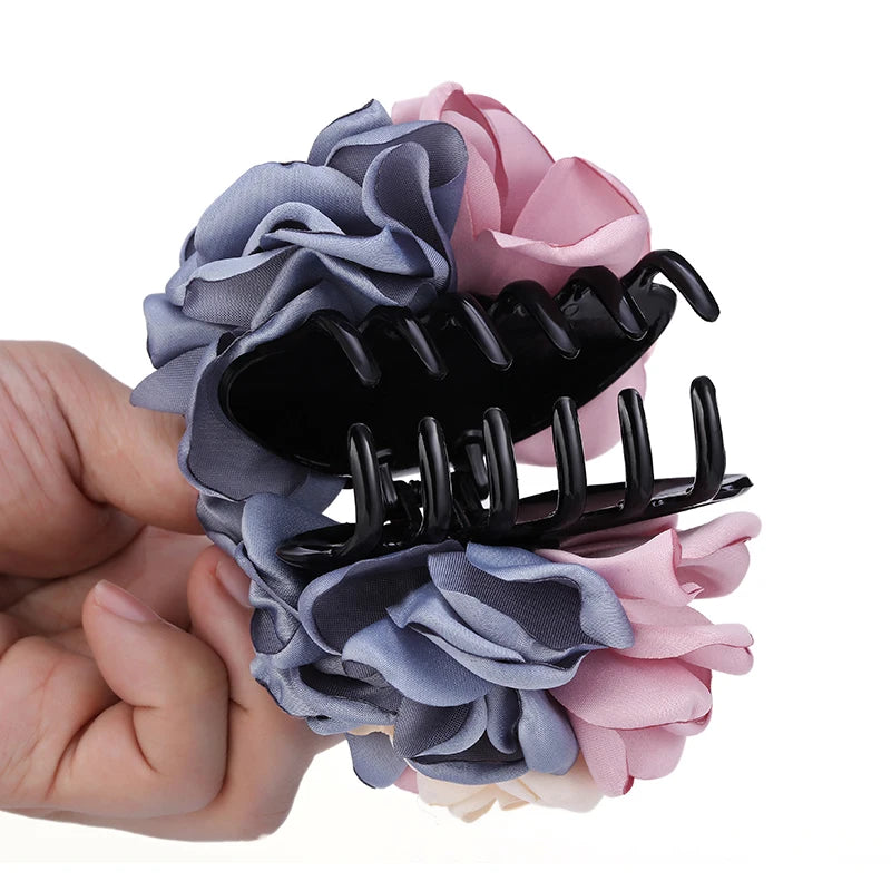 Big Camellia Flower Hair Claws Clips Women