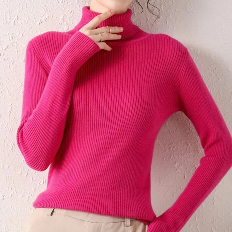 Heliar Women Fall Turtleneck Sweater Knitted Soft Pullovers Cashmere