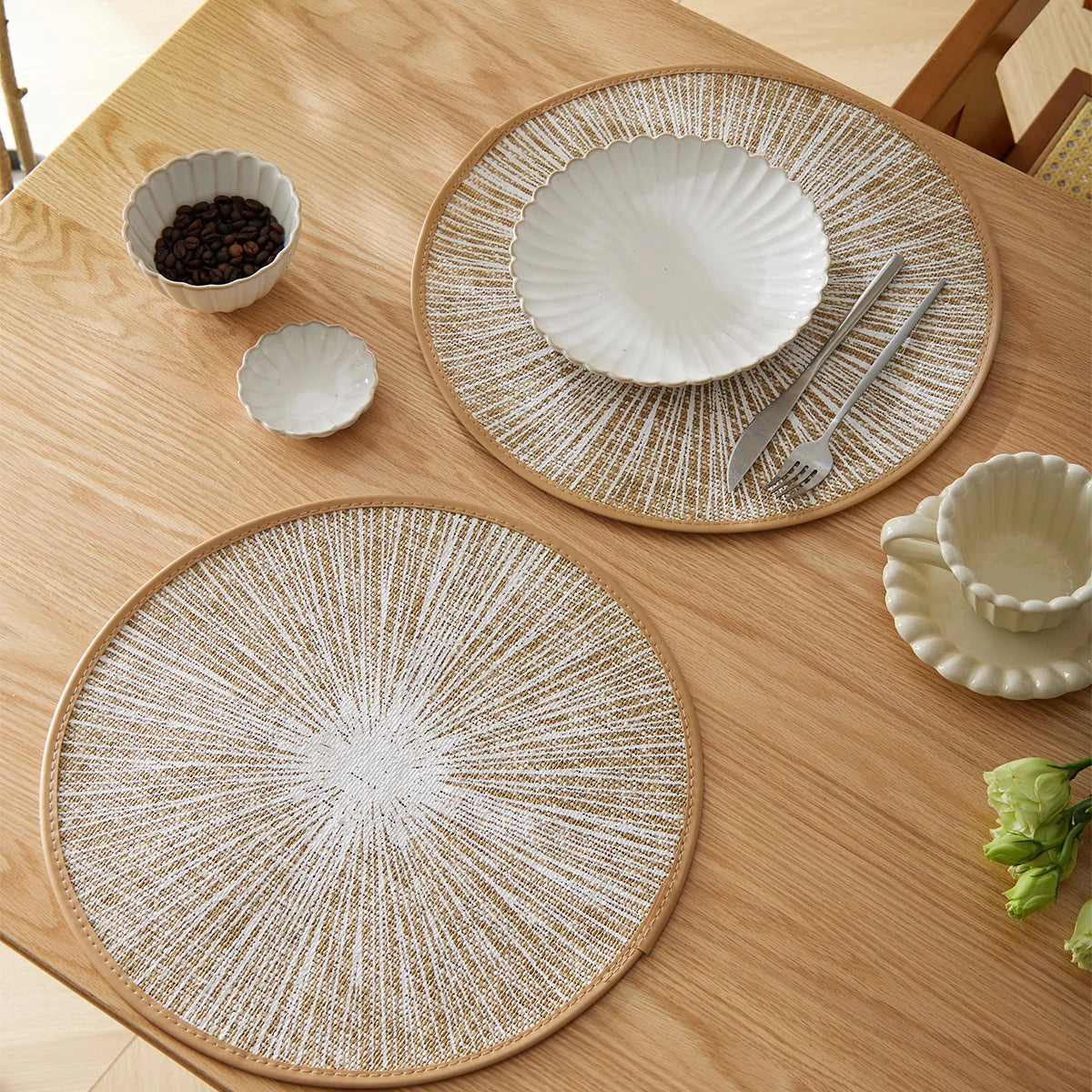 2/4/6/8pcs Round Burlap Macrame Placemats