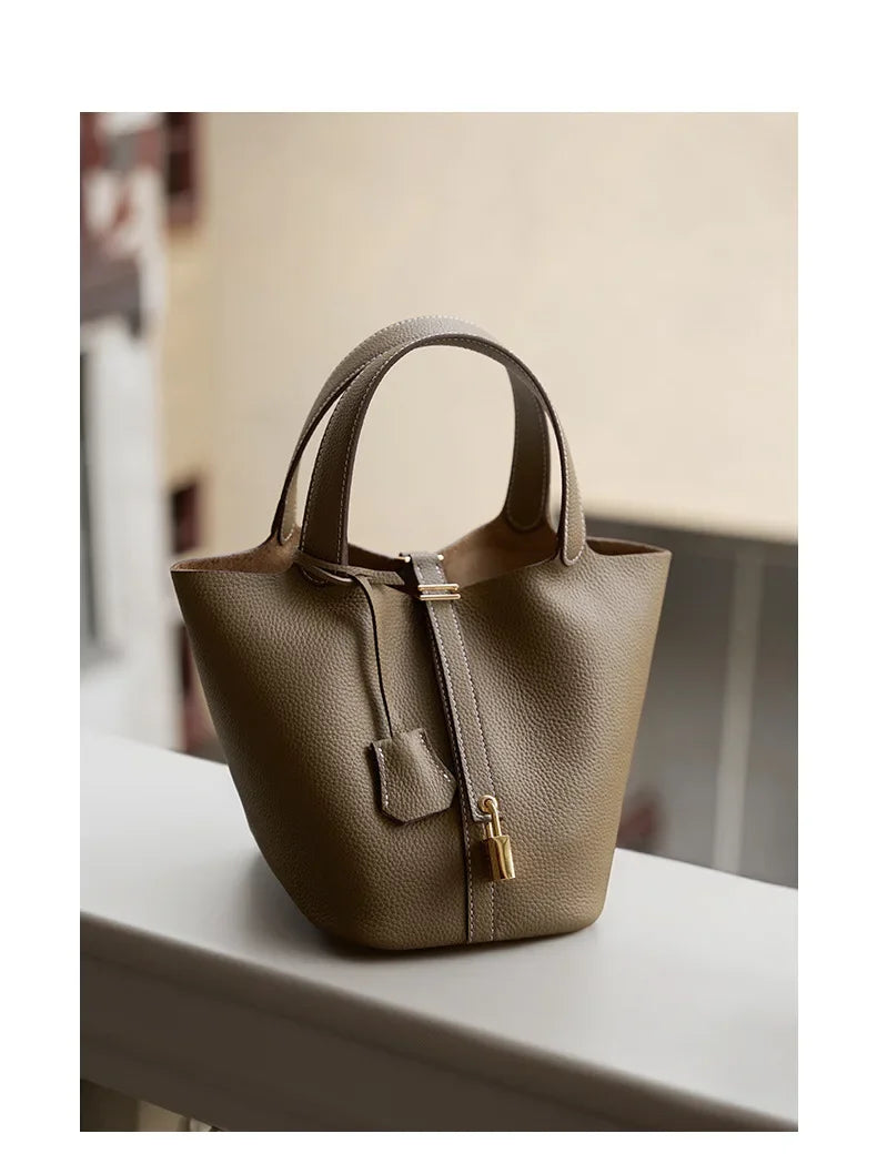 Large Capacity PU Handbag Basket Bucket Bag