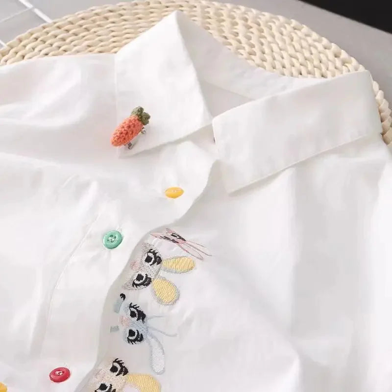 Lady Casual Long Sleeve Turn-down Collar
