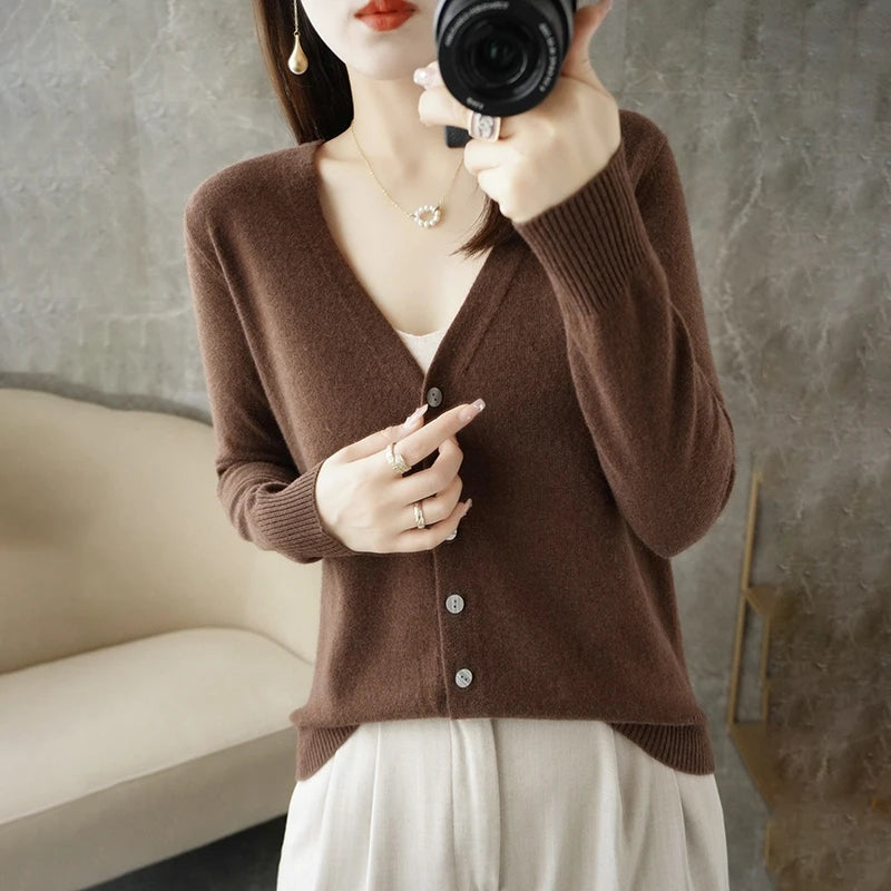 V-Neck Temperament Small Fragrant Wind Loose Sweater Sweater