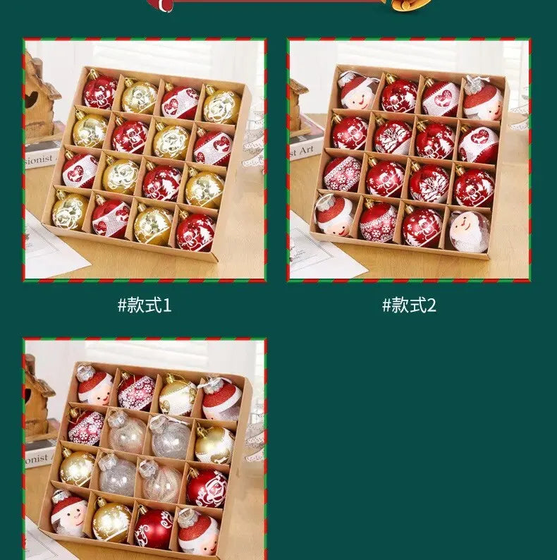 16pcs Christmas Ball Christmas Tree Decoration Ornaments for Home Decor Halloween New Year Navidad Pendant Ball Accessories