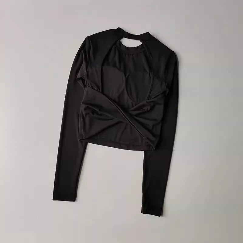 Sexy Short Backless Fixed Chest Pad Sports T-shirt