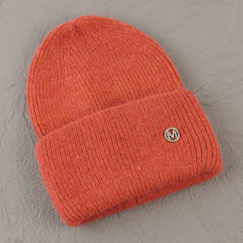 Winter Angola Rabbit Fur Knitted Beanies
