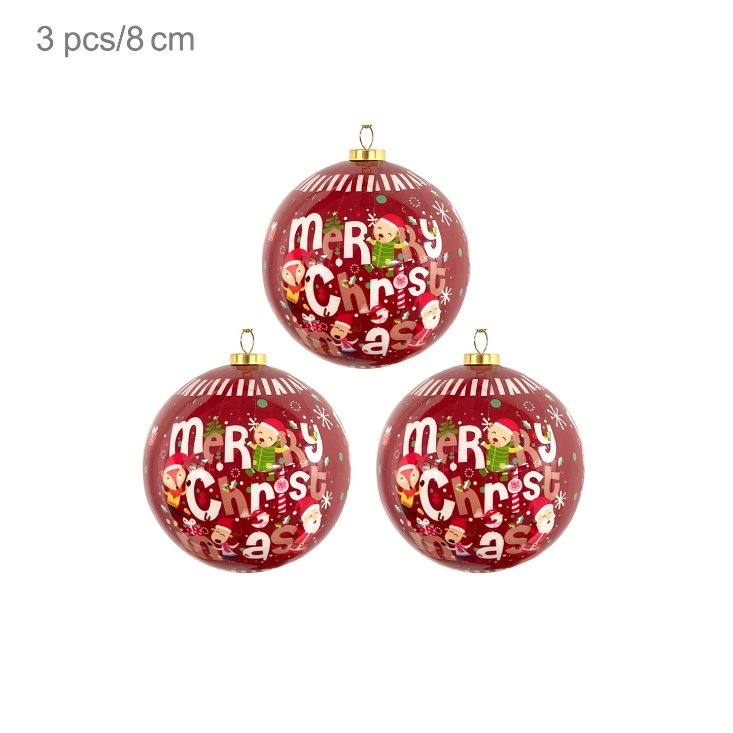 3pcs 8cm Christmas Balls Original Gifts Christmas Decoration 2024 Christmas Tree Decorations Gift Decoration Pendants Baubles